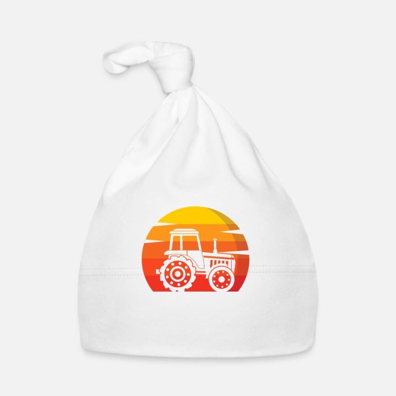 Traktor Bauer Trekker sunset Retro Geschenk Baby Bio-Mütze