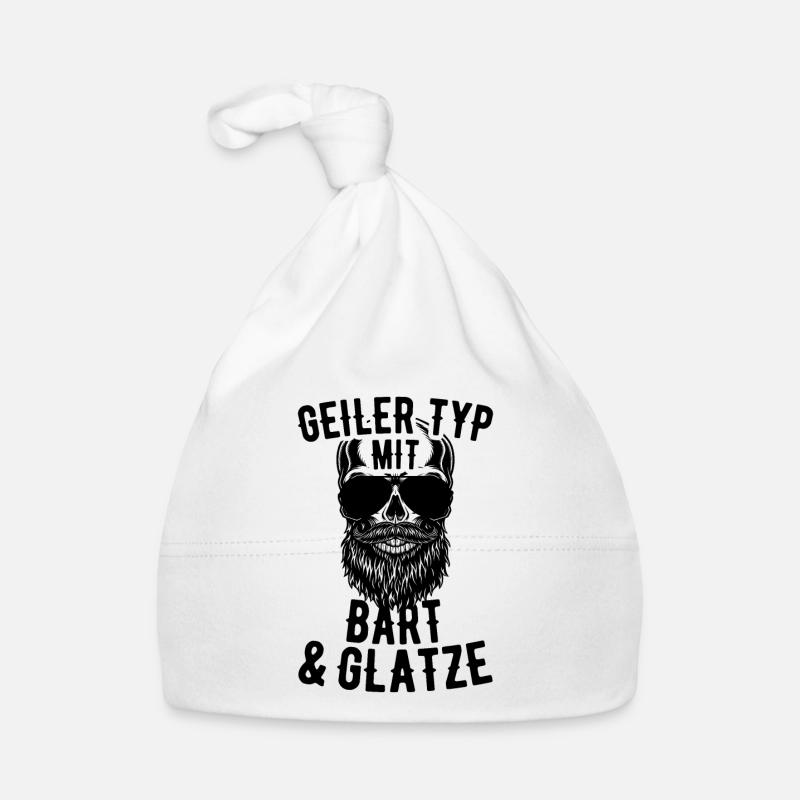 Geiler Typ Mit Bart & Glatze Glatzkopf Bartträger - Baby Bio-Mütze - Weiß