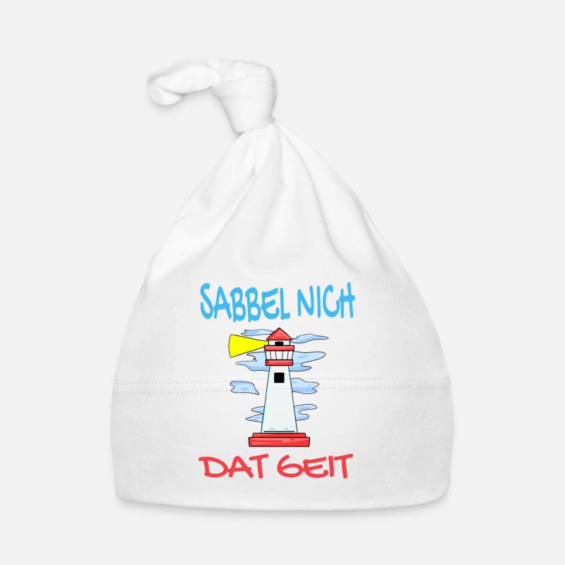 Leuchtturm - Sabbel Nich Dat Geit - Plattdeutsch - Baby Bio-Mütze - Weiß