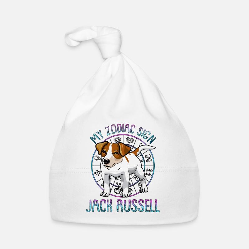 Sternzeichen Jack Russel - Baby Bio-Mütze - Weiß