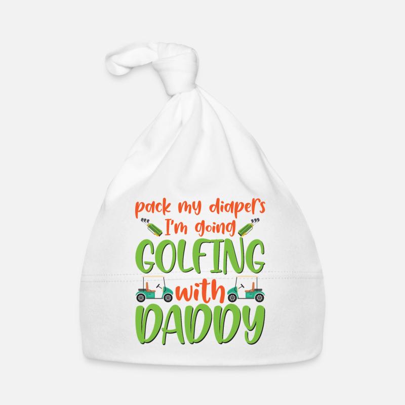 Pack My Diapers I'm Going Golfing With Daddy Baby - Baby Bio-Mütze - Weiß