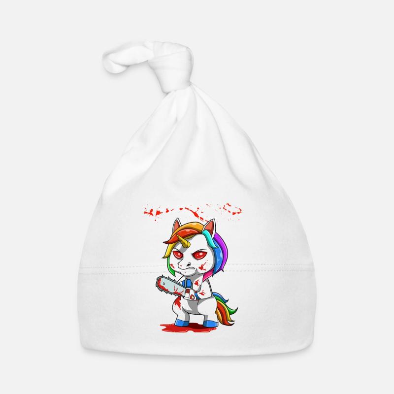 Sarcastic Unicorn Chainsaw Evil Evil Organic Baby Cap