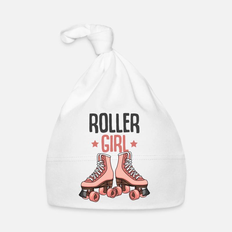 Rollschuh Mädchen - Baby Bio-Mütze - Weiß