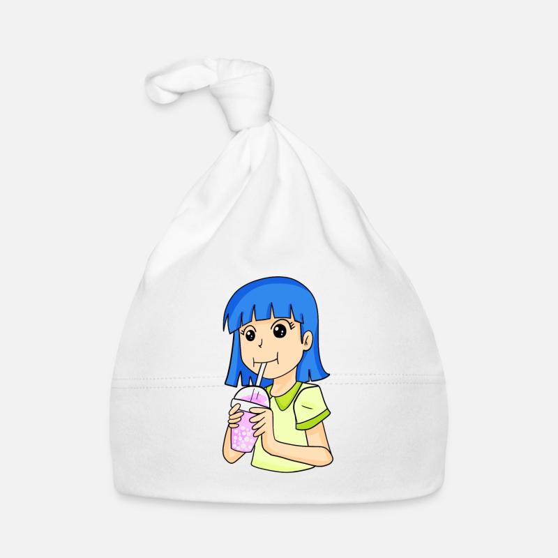 Anime fille avec bubble tea Bonnet bio Bébé