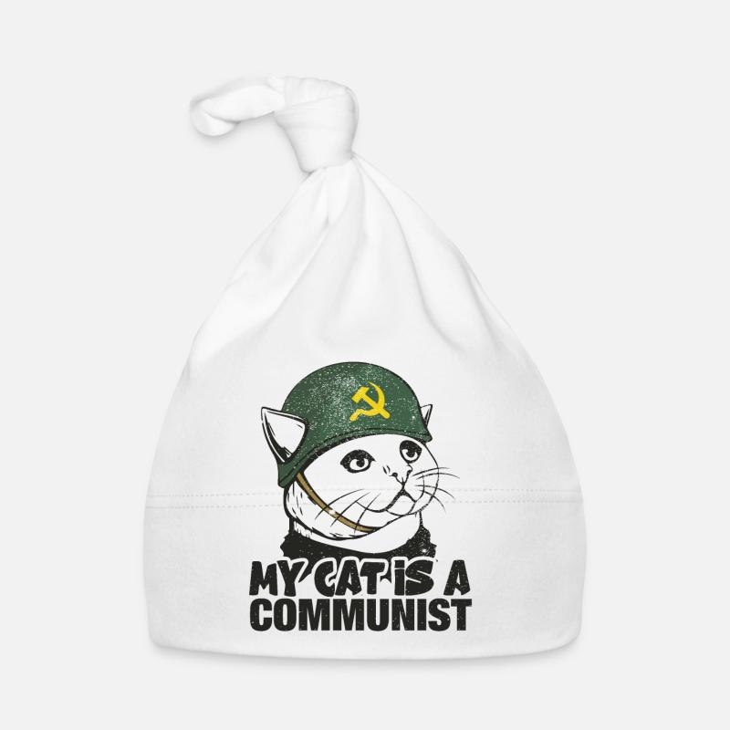 Mon chat est un communiste - Bonnet bio Bébé - blanc