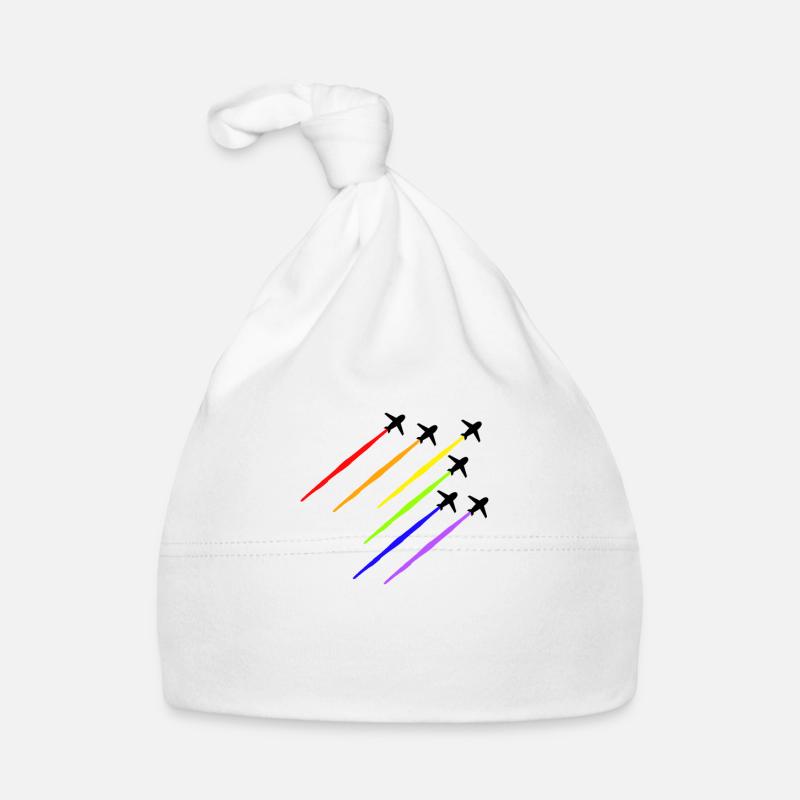 Arc-en-ciel Avion - Bonnet bio Bébé - blanc