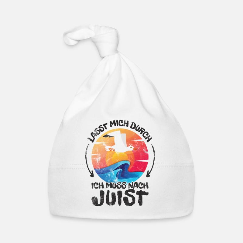 Lasst mich durch nach Juist Möwe Sonne Strand Meer Baby Bio-Mütze