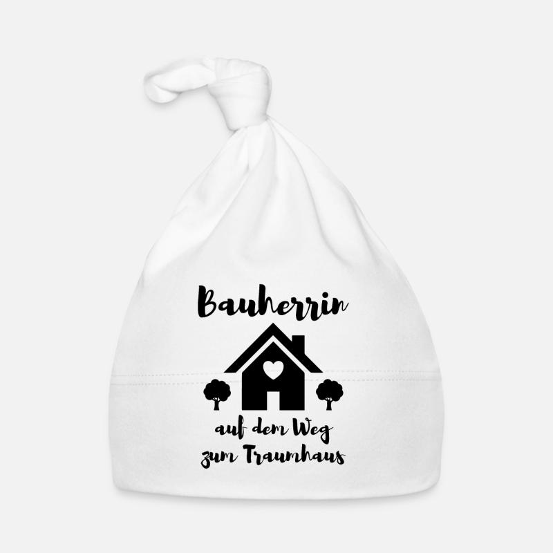 Bauherrin Geschenk Hausbau Haus Baustelle Baby Bio-Mütze