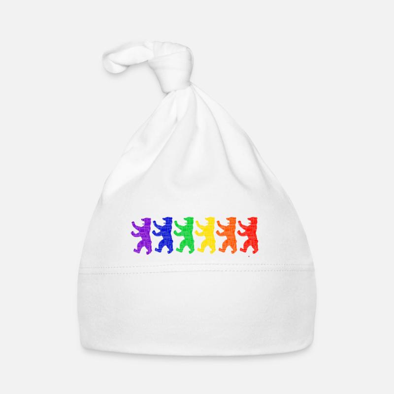 I Love Berlin - Ours berlinois - Pride Edition - Bonnet bio Bébé - blanc