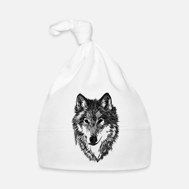 Wolfsmotiv Raubtier Wolf Tiermotiv Baby Bio-Mütze