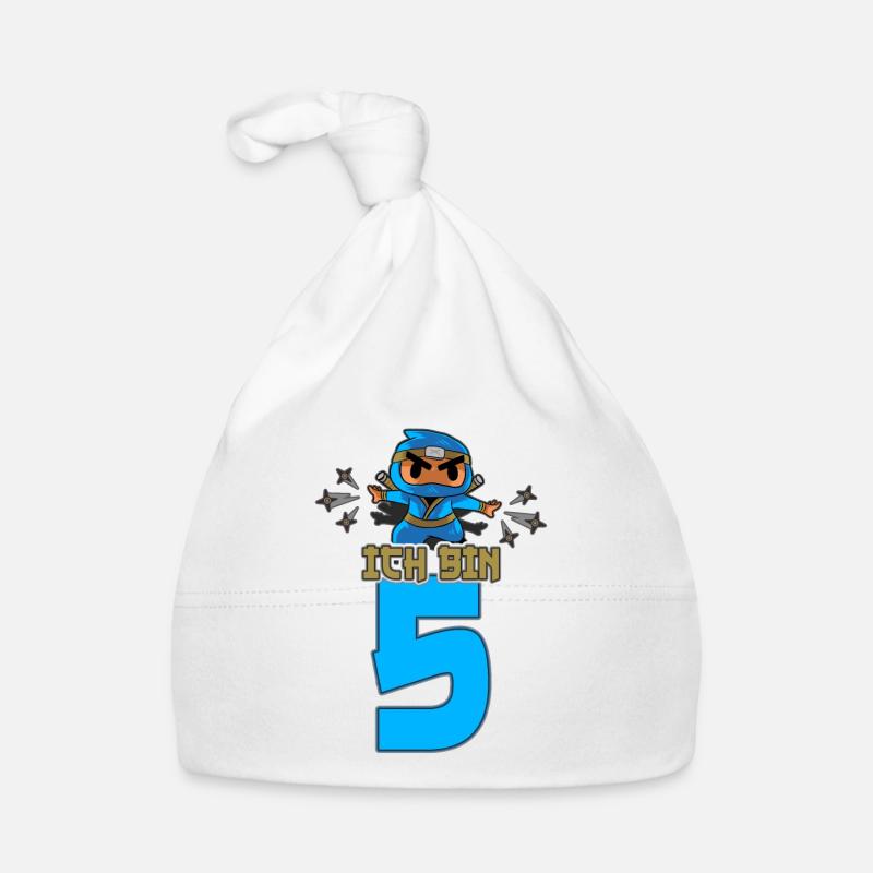 Kinder Ninja Fünfter Geburtstag Samurai Ninja 5 Baby Bio-Mütze