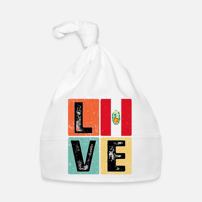 I Love Peru Flag for Peruvian Pride Organic Baby Cap