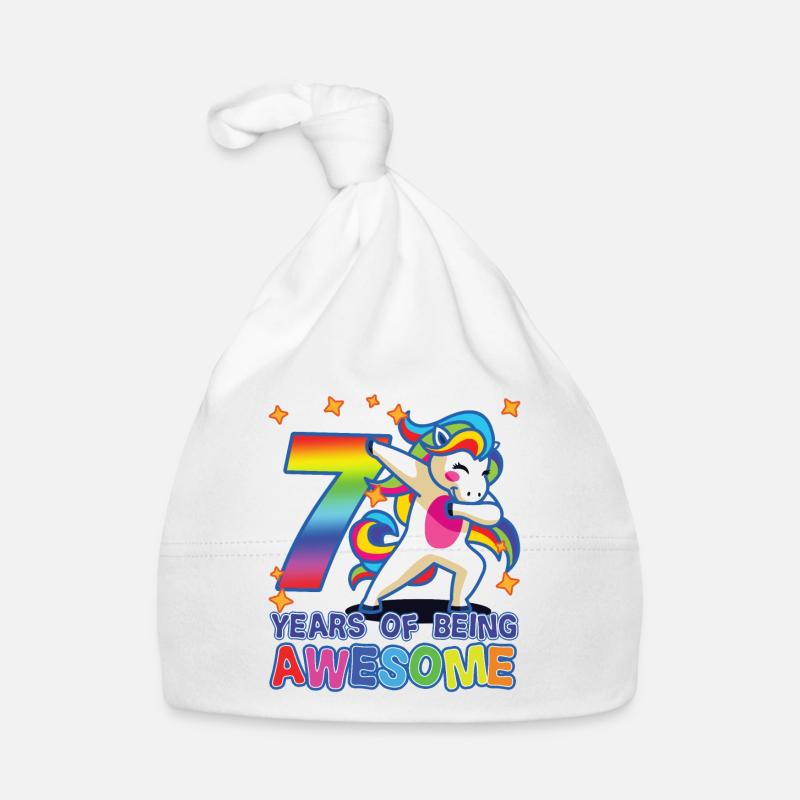 Geschenk zum 7. Geburtstag für Mädchen Einhorn 7 Jahre alt Baby Bio-Mütze