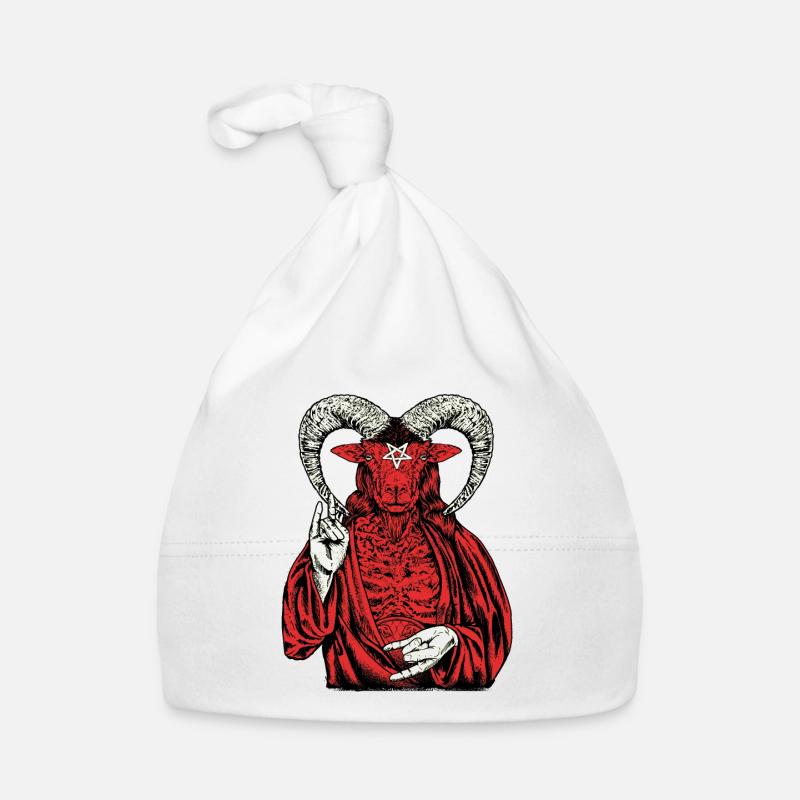 Satanische Rote Ziege Baphomet Goth Baby Bio-Mütze