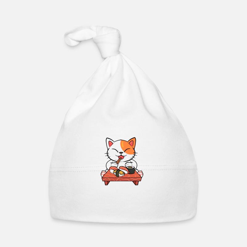 Sushi Chat Ramen Anime Chats Manga Chat - Bonnet bio Bébé - blanc