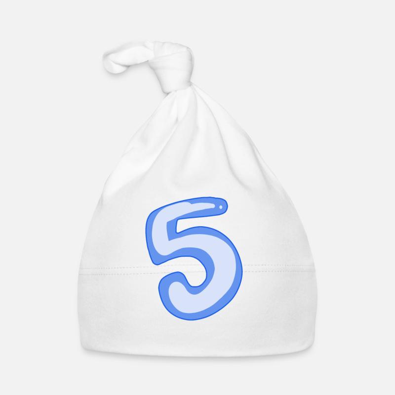 5 Bleu - Bonnet bio Bébé - blanc