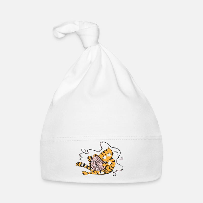 Left Unsupervised and Yarn Shop Open Knitting - Organic Baby Cap - white