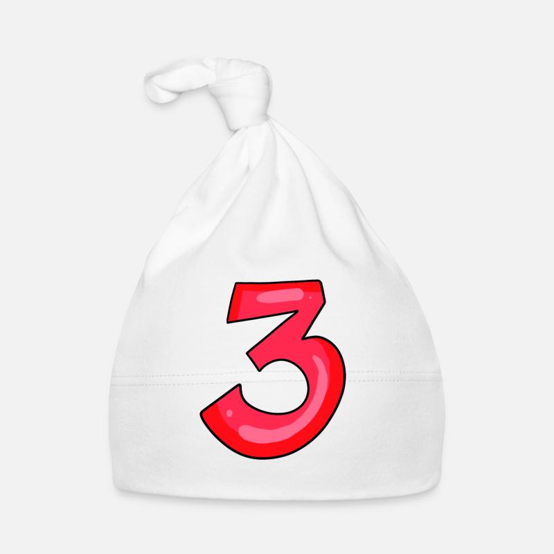 3 rouge - numéro trois - chiffre Bonnet bio Bébé