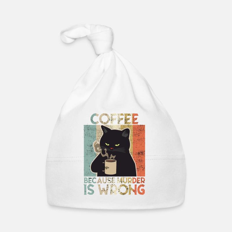 Coffee because Murder is wrong Coffee Cat retro Organic Baby Cap