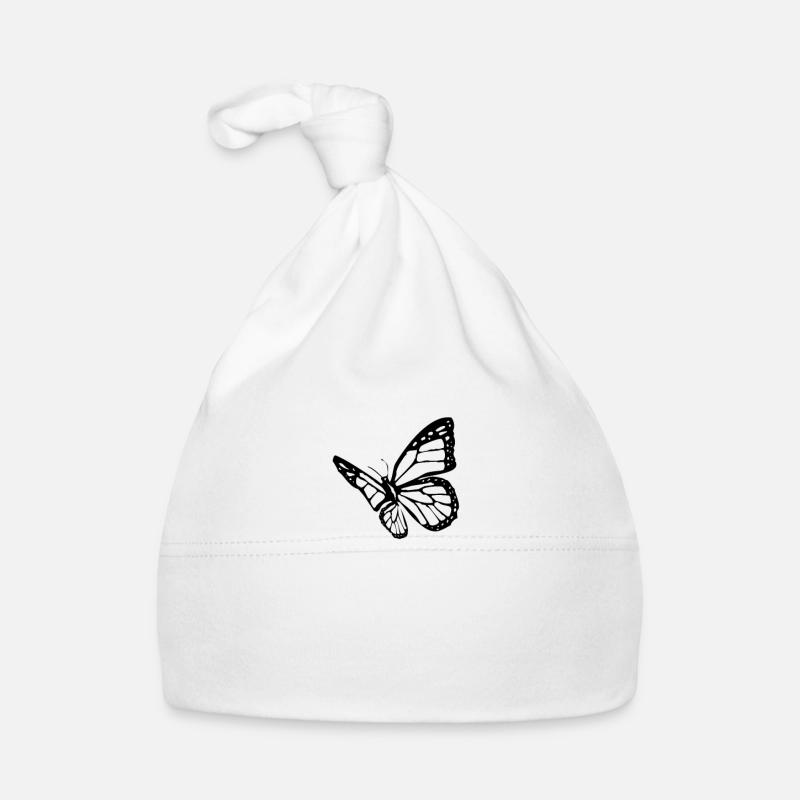 Papillons insectes papillons - Bonnet bio Bébé - blanc