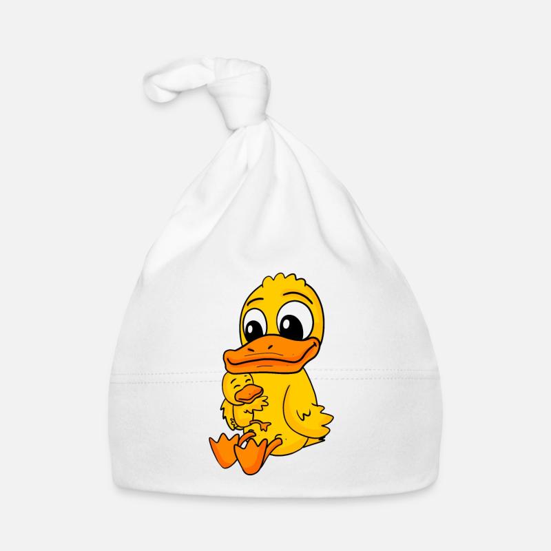 Canard famille - Canard avec bébé - Canard - Bonnet bio Bébé - blanc