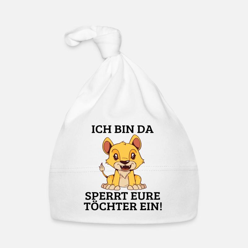 Ich bin da sperrt eure Töchter ein! Baby Löwe - Baby Bio-Mütze - Weiß