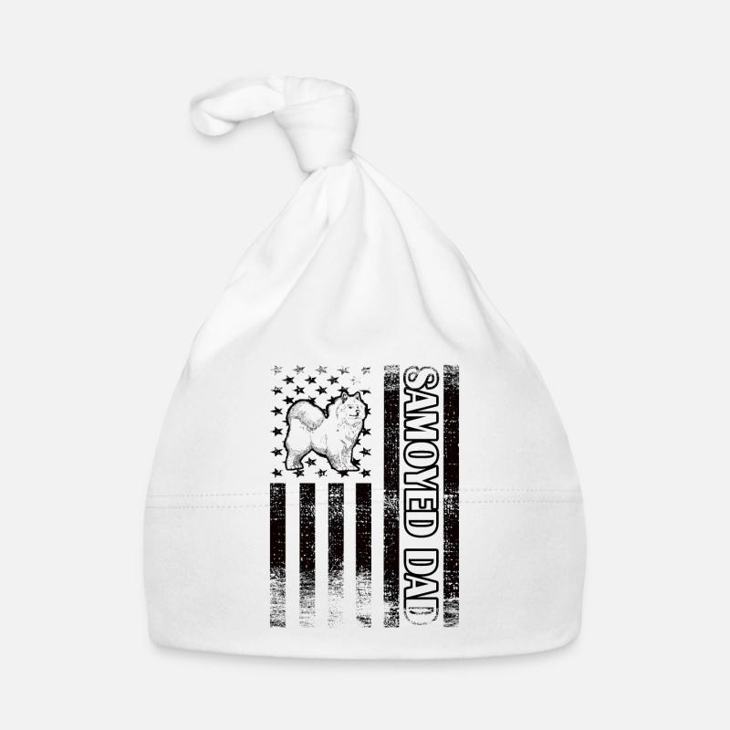 Samoyède Papa Samoyède Propriétaire Samoyède Amant - Bonnet bio Bébé - blanc