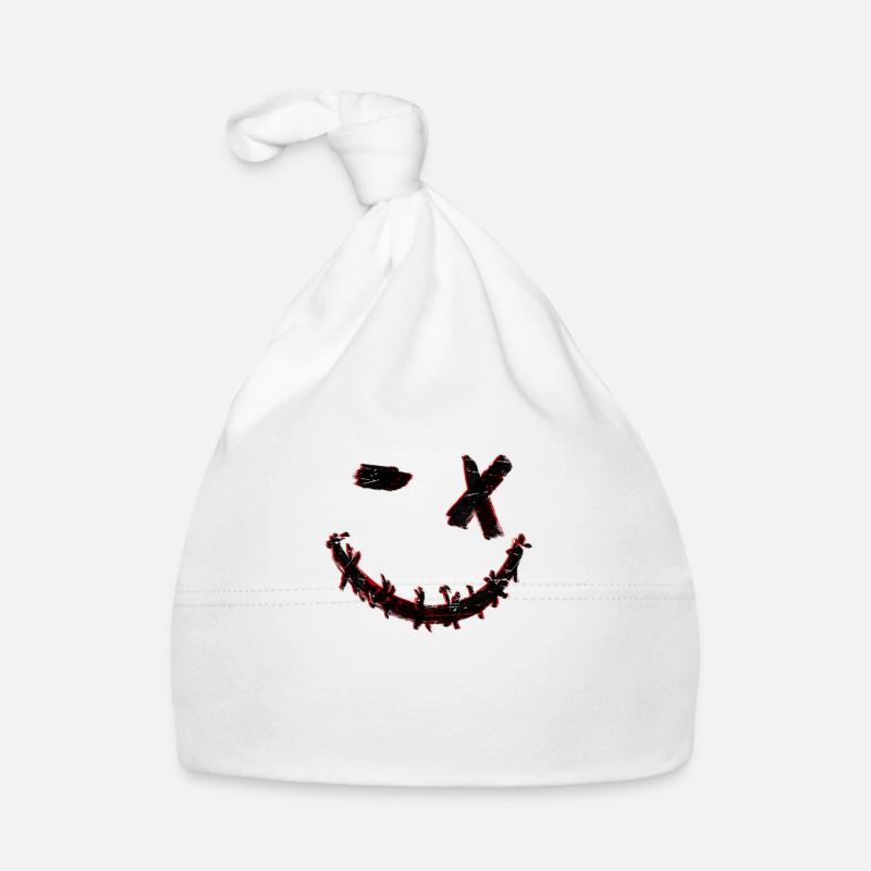 Glitch Smiley - Bonnet bio Bébé - blanc