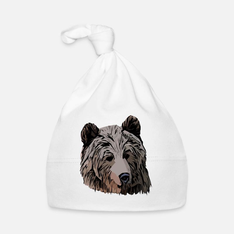 Bear Bear Grizzly Bear Animal Motif Print Artwork Organic Baby Cap