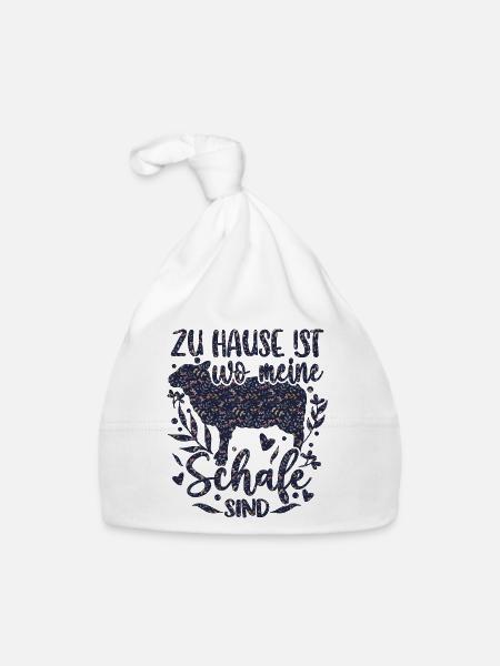 Schaf Schafe Schäferei Schäferin - Baby Bio-Mütze - Weiß - Vorne