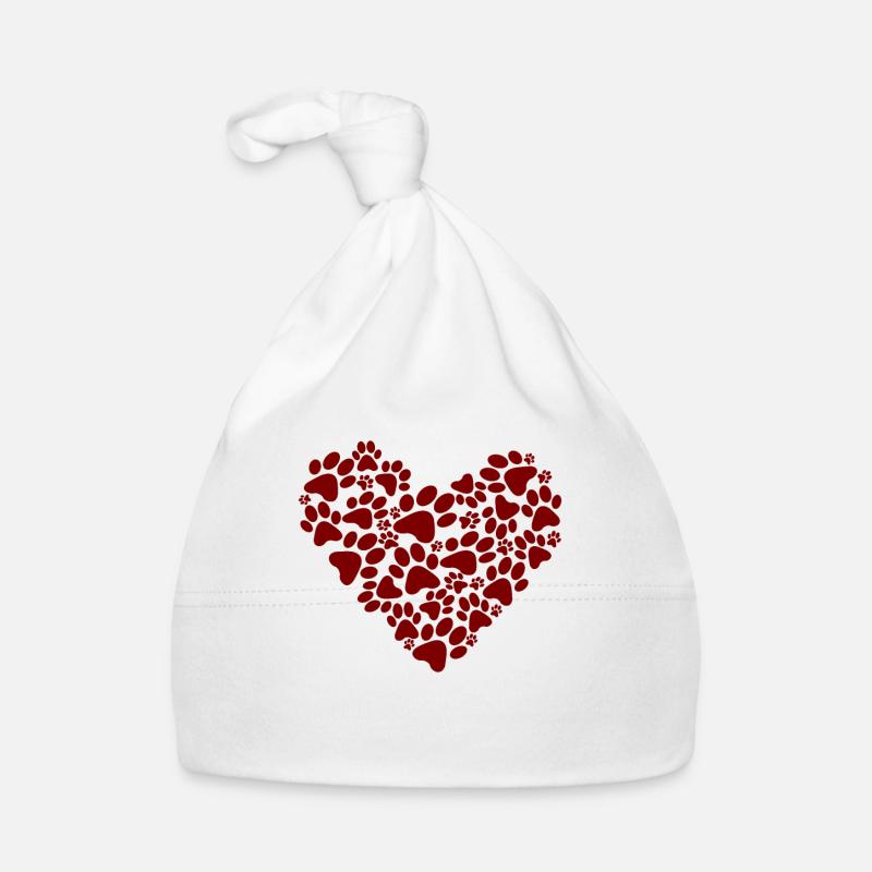 Hundepfoten Herz - Muttertag Valentinstag Geschenk Baby Bio-Mütze