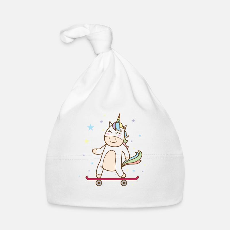 Fantasie Pferd Einhorn auf dem Skateboard Baby Bio-Mütze