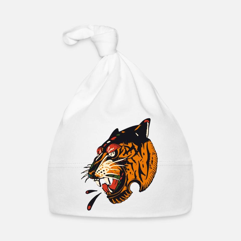 tiger head old school tattoo style Organic Baby Cap
