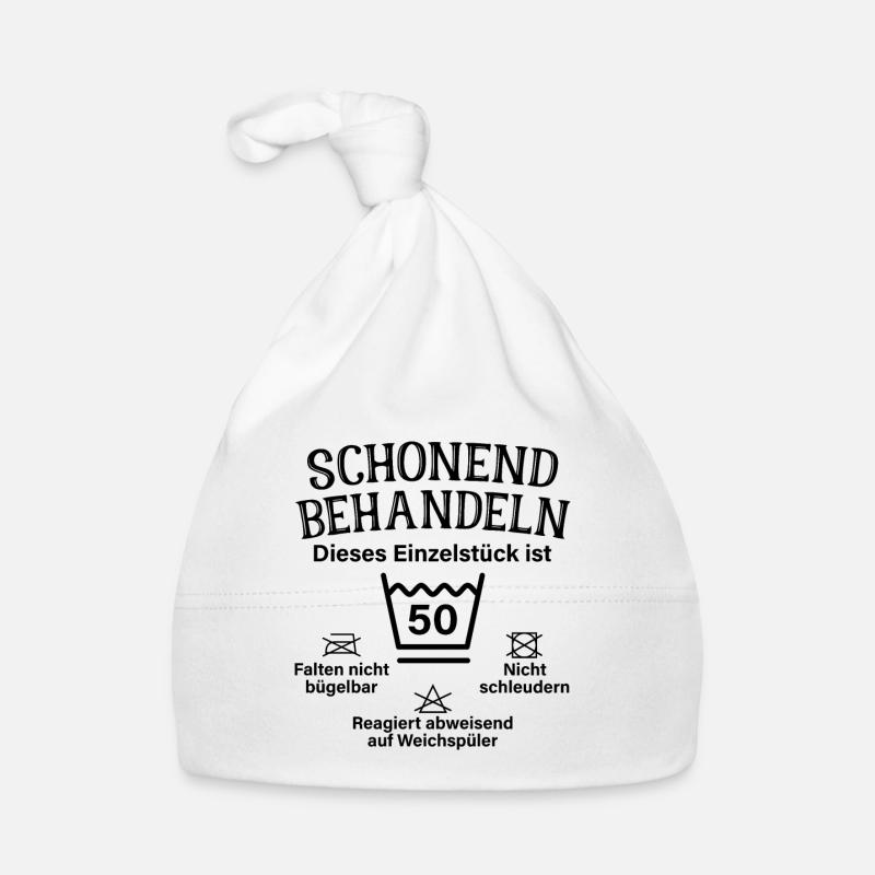 Schonend Behandeln Fünfzig Geschenk 50. Geburtstag - Baby Bio-Mütze - Weiß