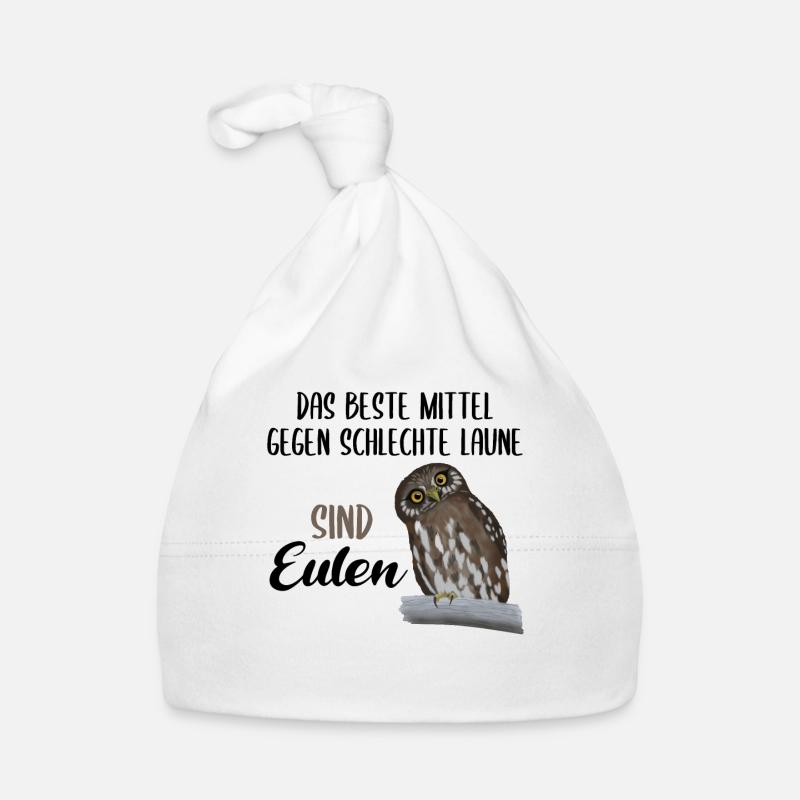 Eule Süßer Uhu Vogel Lustiger Spruch Geschenk - Baby Bio-Mütze - Weiß