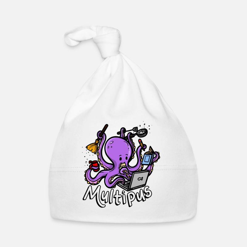 Multipus Multitâche Octopus - Bonnet bio Bébé - blanc
