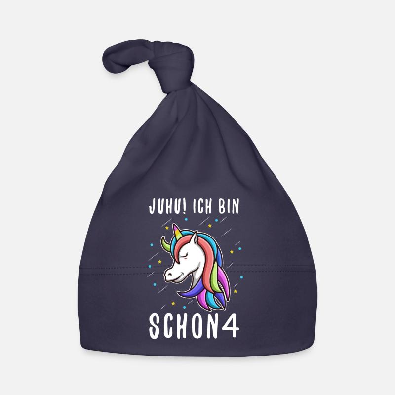 Ich bin schon 4 Einhorn Baby Bio-Mütze