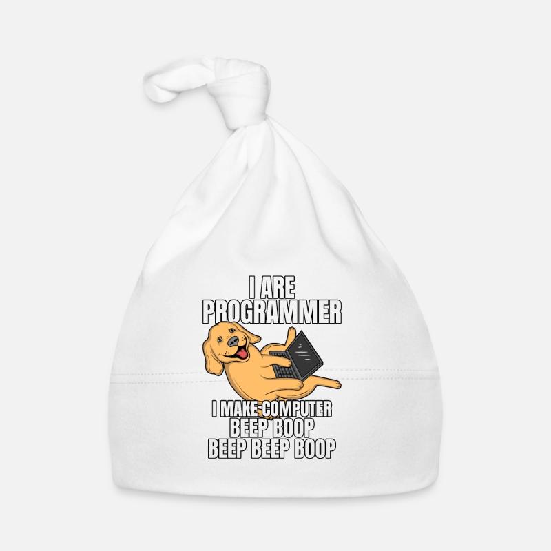 I Are Programmer Computer Beep Boop IT Hund - Baby Bio-Mütze - Weiß