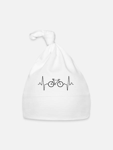 Fahrrad Mountainbike Herzschlag - Baby Bio-Mütze - Weiß - Vorne