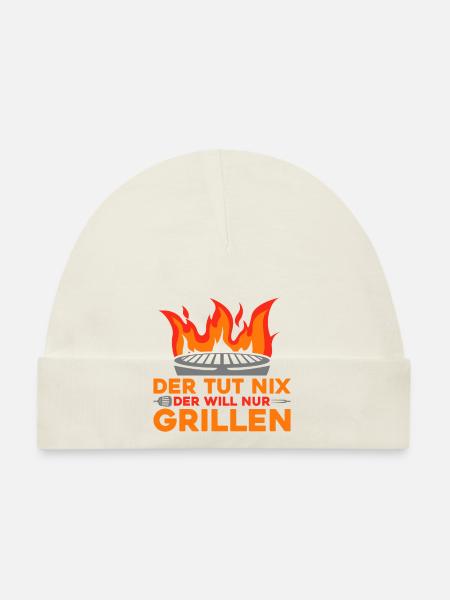 Grillen Grillmeister BBQ Grillkönig - Baby Bio-Mütze - Weiß - Vorne