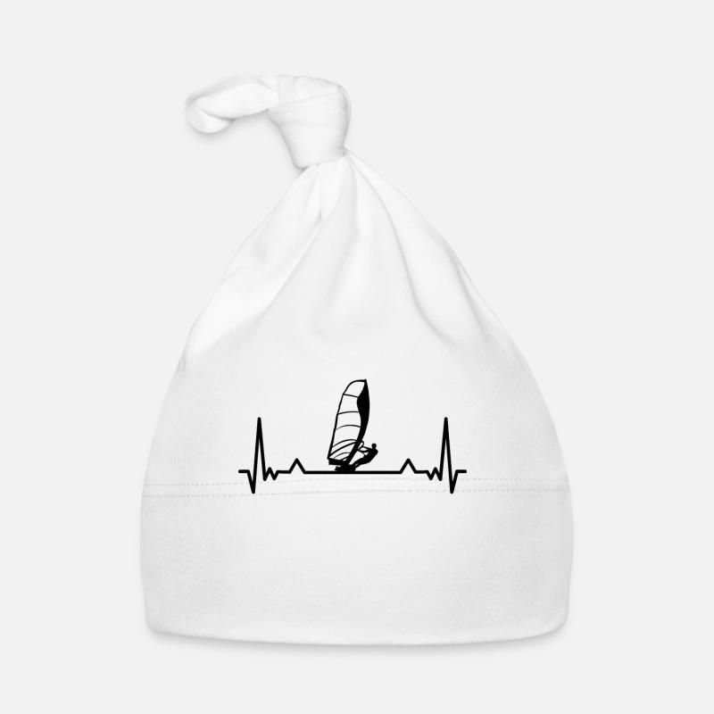 Windsurf Heartbeat Line Drôles cadeaux - Bonnet bio Bébé - blanc
