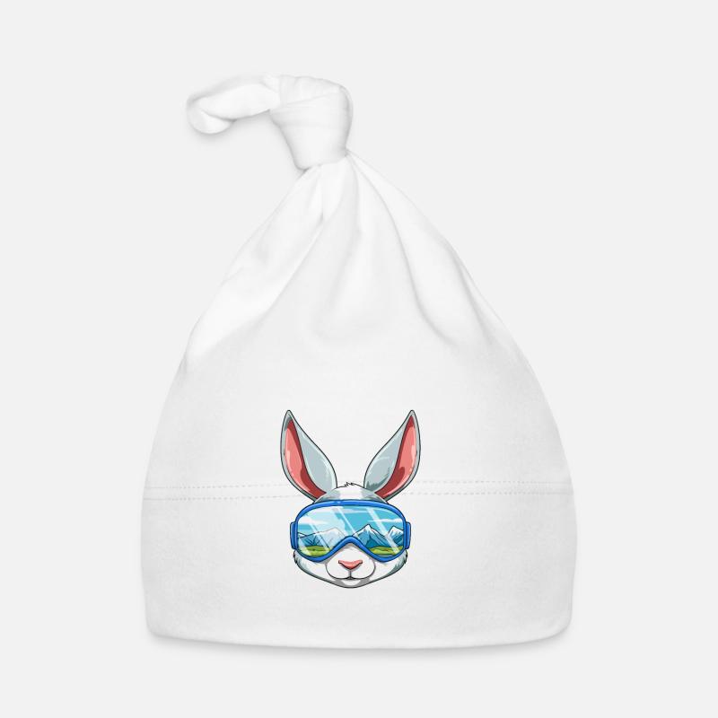 Laax Graubünden Schweiz Retro Ski Hase Baby Bio-Mütze