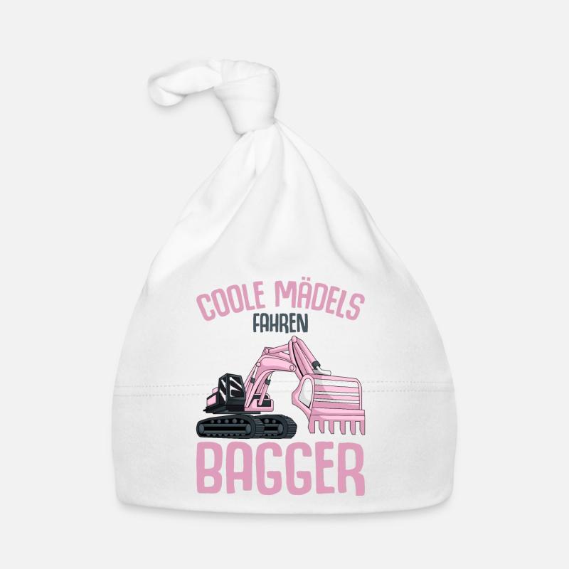 Bagger Mädchen - Baby Bio-Mütze - Weiß