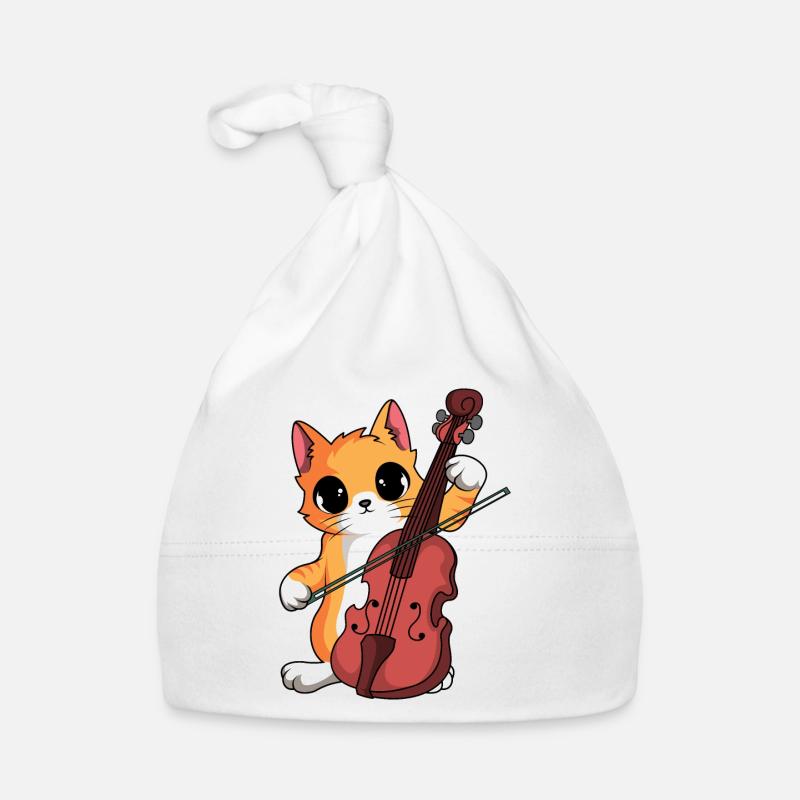 Cat Violinist Orchestra Organic Baby Cap