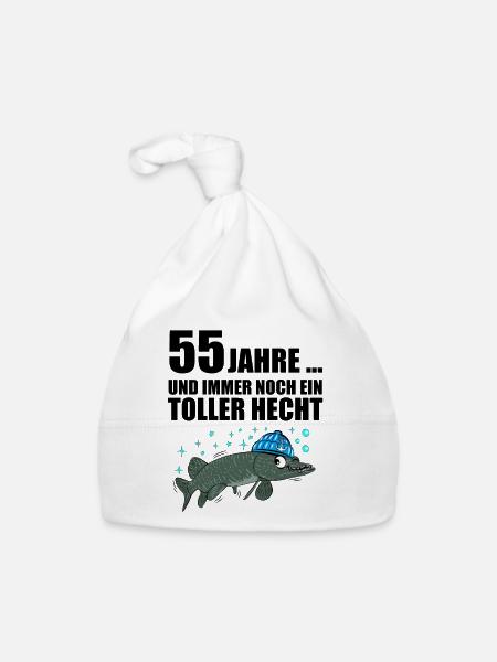 Anglergeschenk zum 55 Geburtstag 55 Ehrentag - Baby Bio-Mütze - Weiß - Vorne
