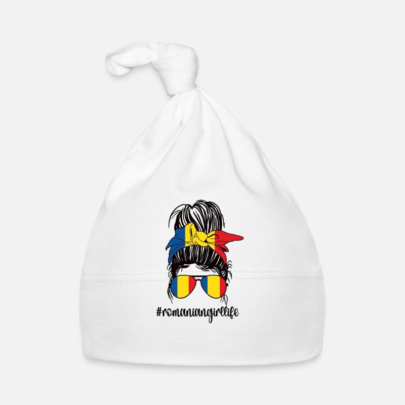 Fier drapeau roumain de la Roumanie Racines roumaines Bonnet bio Bébé