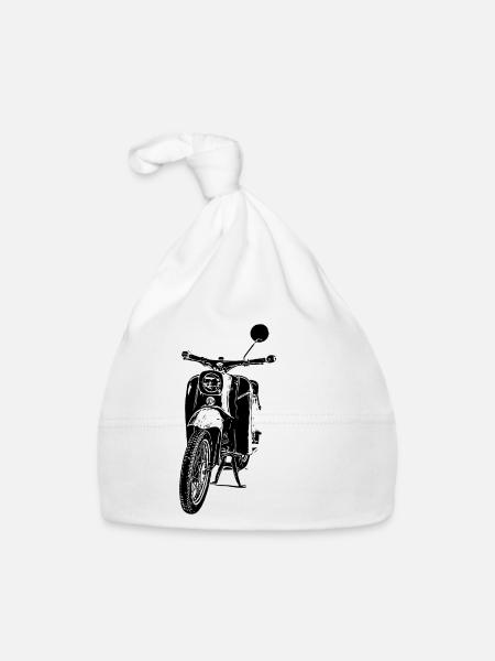 Cyclomoteur Schwalbe - Bonnet bio Bébé - blanc - Devant