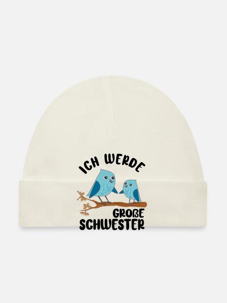 Ich werde Große Schwester Amsel Geschwistern - Baby Bio-Mütze - Weiß - Vorne
