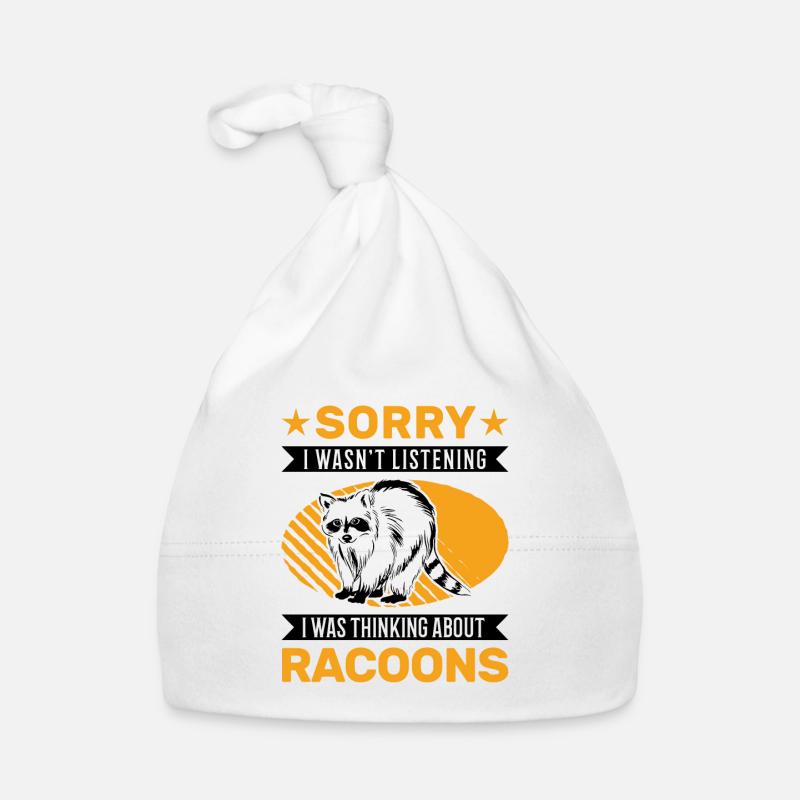 Je n’écoutais pas, je pensais à Racoons - Bonnet bio Bébé - blanc
