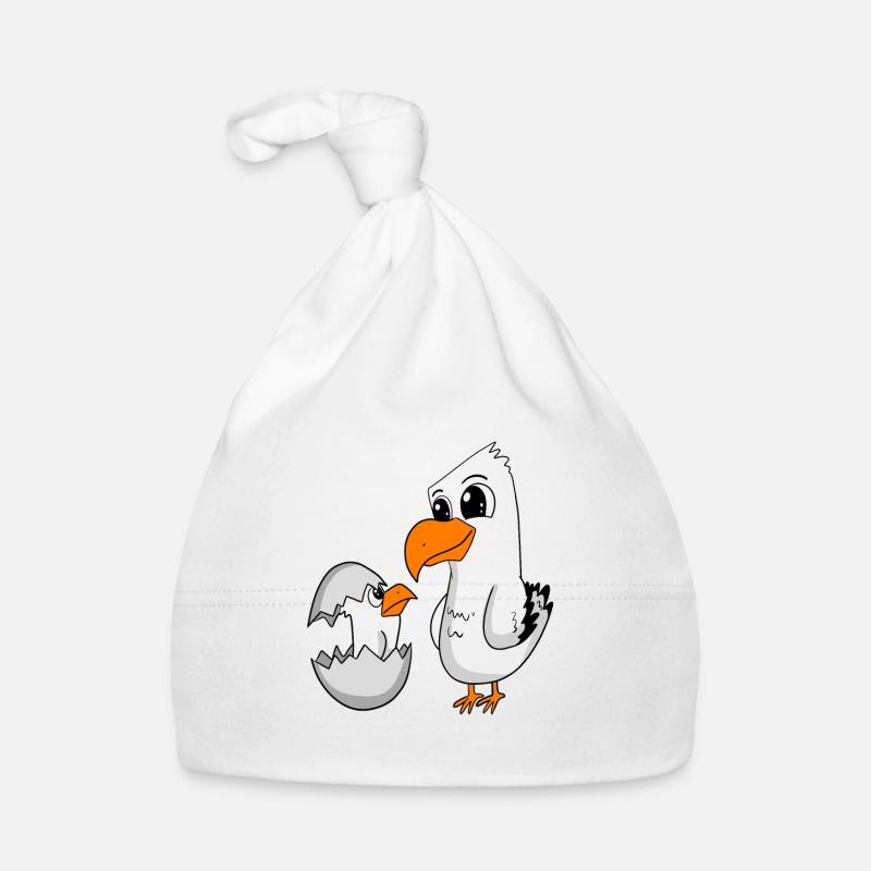 Möwe mit Baby Möwe - Baby Bio-Mütze - Weiß